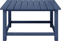 Coffee Table, Navy Blue HDPE Square Outdoor Patio Table with Umbrella Hole