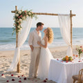 Outdoor Curtains: Ivory Sheer Wedding Arch Drapes, 2 Panels, 29 x 240 Inch