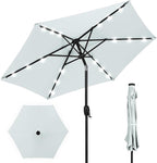 Best Choice Products 7.5ft Outdoor Solar Market Table Patio Umbrella for Deck, Pool w/Tilt, Crank, LED Lights - Baby Blue