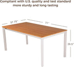 Grand patio 7-Piece Outdoor Dining Set for 6, Metal Woven Wicker Fixed Patio Chairs with Thickened Cushions & 1 Walnut-Like Aluminum Dining Table for Backyard Deck