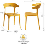 Modern Stackable Dining Chair Set, No Assembly, Plastic Chair, Patio Chair, Suitable for Indoor and Outdoor Cafes and Restaurants, Set of 4 (Mustard Yellow)