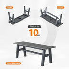 VINGLI 47” Outdoor Bench Garden Bench HDPE Porch Bench w/Metal Legs, Poly Lumber Patio Bench, 660 LBS Capacity Outdoor Backless Bench(Grey)