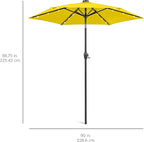 Best Choice Products 7.5ft Outdoor Solar Market Table Patio Umbrella for Deck, Pool w/Tilt, Crank, LED Lights - Yellow
