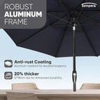 Tempera Patio Market Outdoor Table Umbrella with Auto Tilt and Crank, Large Sun Umbrella with Sturdy Pole & Fade Resistant Canopy, Easy to Set