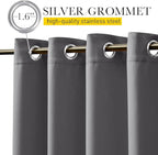 NICETOWN 2 Panels Outdoor Curtains Waterproof Extra Long 108" for Patio, Windproof Top & Bottom Grommet & Back Tab Weighted Blackout Outdoor Drapes Keep Privacy with Rope for Fixed, 104" Wide, Grey