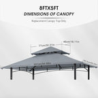 MASTERCANOPY Grill Gazebo Replacement Canopy Top for Model L-GG001PST-F (Gray)