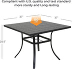 Grand patio 5-Piece Outdoor Dining Set for 4, Patio Dining Furniture Set for 4 Swivel Rope Wicker Chairs & 1 Square Dining Faux Woodgrain Table with Umbrella Hole, Light Gray Brown