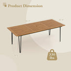 Tangkula 86.5" Large Patio Dining Table for 8, Acacia Wood 8-Person Dining Table with 2" Umbrella Hole & Metal Legs & Adjustable Foot Pads, Rectangular Outside Table for Garden, Poolside & Backyard