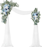 Artificial Flowers Wedding Arch Swag Kit, Blue, 3-Piece with Chiffon Drape