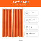 Waterproof Outdoor Curtain W52 x L84 - Grommet Top Sunlight Blocking Window Treatment Drapes Blackout Curtains for Home Bedroom Living Room Outdoor Patio Porch Pergola (Orange, 2 Panels)