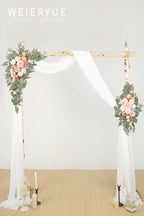 Artificial Flowers Wedding Arch Swag Kit, Pink with White Chiffon Drape