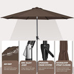 Tempera Patio Market Outdoor Table Umbrella with Auto Tilt and Crank, Large Sun Umbrella with Sturdy Pole & Fade Resistant Canopy, Easy to Set