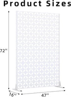 Casaphoria 72" H x 47" W Metal Privacy Screen, Outdoor Freestanding Decorative Divider for Patio, Deck, Balcony, and Garden with Stable Base, White-Daniel