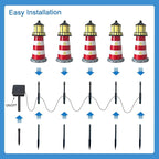 5 Pack Lighthouse Gifts,Hokfirm Solar Garden Lights Outdoor Garden Stake, IP65 Solar String Lights Outdoor Waterproof (Red)