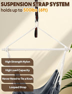Chihee Hammock Chair Swing - Strong Metal, Collapsible, Portable, Max 500 lbs, Comfy Seat, Patio & Lawn, Cotton Blended, Indoor/Outdoor