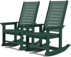 GREENVINES Outdoor Rocking Chairs | Set of 2 | Porch Rocker | HDPE Plastic | Forest | Oversized Rockers | High Back | Big & Tall | Ladder Back | for Patio Outside Backyard Balcony Garden