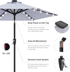 ABCCANOPY Durable Solar Led Patio Umbrellas with 24LED Lights 7.5FT with 6 Sturdy Ribs (Fog Gray)