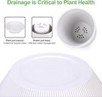 Plant Pots，Set of 2 Plastic Large Pots for Indoor Plants,Flower Pots Outdoor Planters with Drainage Hole and Seamless Saucer,(White 12Inches)