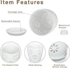 Oairse 6 inch Orchid Pots with Holes, White Ceramic Orchid Pot for Repotting Small Indoor Plant Pots with Drainage Holes and Saucers Decorative Flower Planter for Orchids, Indoor Plant