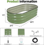 G GOOD GAIN Galvanized Metal Raised Garden Bed Kit - 4x2x1FT Outdoor Planter Box with Safety Edging and Gloves for Vegetables, Fruits, Flowers(Oliver Green, 1PC)