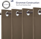 PureFit Outdoor Curtains for Patio Waterproof Weatherproof, UV Resistant Outside Curtains for Gazebo, Front Porch, Pergola, Sun Blocking Privacy Curtain, 52W x 120L inch, 1 Panel, Camel
