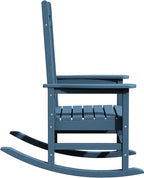 KINGYES Oversized Patio Rocking Chair Set of 2, High Density Polyethylene Outdoor Rocking Chairs with 330lbs Support for Adults, Navy
