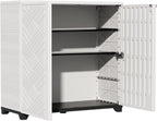 ZZM Indoor/Outdoor Storage Cabinet Waterproof, 34"x15"x34" Plastic Outdoor Storage Box for Garden Balcony Bathroom, All Weather Outdoor Storage Clearance, DIY Usage, with 2 Shelf (White)