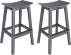 VINGLI 29" Outdoor Bar Stools Set of 2, HDPE Poly Lumber Bar Chairs with Footrest, Weather Resistant Patio Barstools for Bar, Kitchen Counter, Yard (Gray, 29 Inch 2 PC)