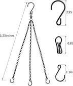 Heybe Swivel Hanging Basket Chains 23 Inches 3 Leads Hanging Chains Flower Pot Hanger Replacement Plant Hangers for Planters and Lanterns, Pack of 3 (3 Legs-Swivel)