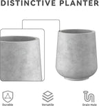 Kante 11.6" Dia Round Concrete Planter, Outdoor Indoor Large Plant Pots Containers with Drainage Hole and Rubber Plug for Home Garden Patio, Natural Concrete
