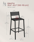 VASAGLE Bar Stool Set of 2, Bar Chairs for Kitchen, Dining Room, Industrial, Charcoal Gray and Black ULBC070B22