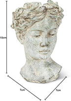 Abbott Collection Goddess Head Planter – Large Cement Indoor and Outdoor Planter Pot – Grecian Woman Statue Head Planter for Flowers and Succulents (Grey, 10" Tall, 4.5" Opening)