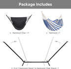 SUNCREAT 2-in-1 Convertible Free Standing Hammock with Stand Included, Camping Backyard Hammock with Stand, Patented, Blue & White Stripe