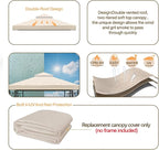 10x10 Canopy Replacement Top Double Tiered Gazebo Cover for Yard, Patio & Garden Durable Sunshade Replacement (Beige)