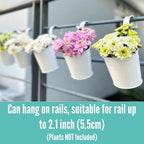 LaLaGreen 6 Inch Hanging Planter Iron - 10 Pack, White Large Metal Flower Pot Over Rail Balcony Railing Hanging Buckets for Plants Outdoor Fence Wall Herb Garden Succulent Outside Deck Patio Porch