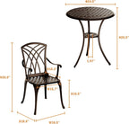 Patio Bistro Set 3 Piece, Cast Aluminum Bistro Set - Image 5