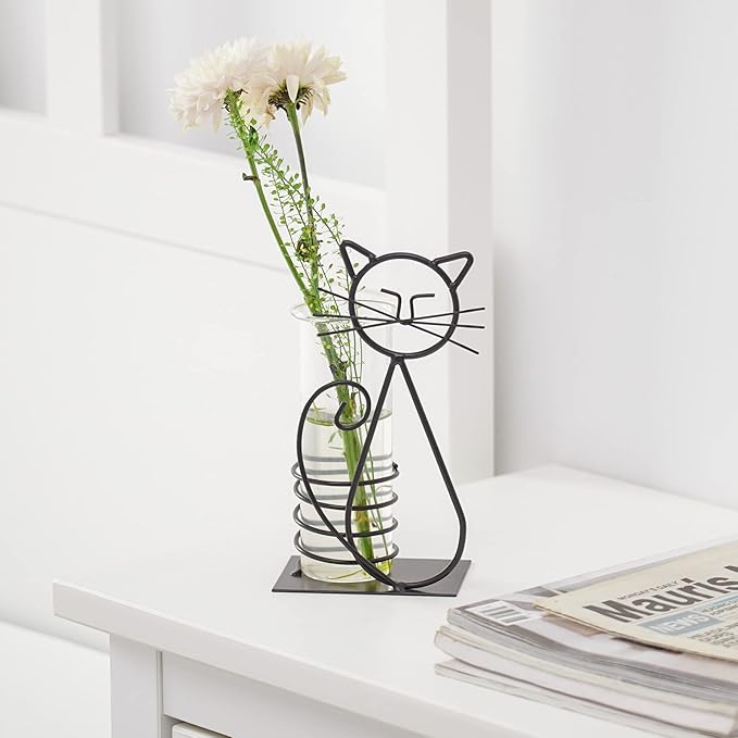 Terrarium Propagation Station, Cat Design, Glass and Iron