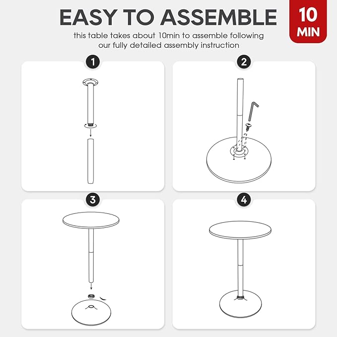 Pub Table 40 Inch Height Cocktail Table Round Bistro Bar – 40in