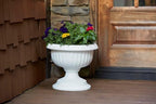 Southern Patio Dynamic Design 18 Inch Outdoor Home Resin Grecian Urn Versatile Planter Pot for Entryways and Backyard Patios, White