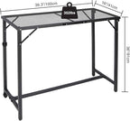 REDCAMP 39 Inch Outdoor Bar Table, Folding Paito Bar Height Table with Waterproof Mesh Top for Balcony, Garden, Hot Tub, Poolside, Indoor, Rectangle Black