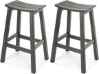All-Weather Bar Stools Set of 2, 28" Height Outdoor Bar Stools, Never Rot or Fade, for Bar, Kitchen Counter, Deck, and Patio, Grey