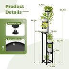 Bamworld Tall Plant Stand Indoor Outdoor, Corner Metal Flower Pot Stands for Multiple Plants, 5 Tier Heavy Duty Plant Shelf for Patio Garden Balcony Living Room Bedroom