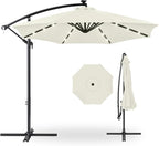 Best Choice Products 10ft Solar LED Offset Cantilever Hanging Market Patio Umbrella, 8 Sturdy Ribs, Easy Adjustment - Ivory