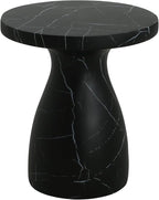 Christopher Knight Home Jayme Outdoor Side Table, Round Top Patio End Table Garden Stool, Lightweight Concrete Decorative Accent Table for Patio Balcony Beach Pool Side, Black Marble Finish
