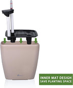 Dexceder 11x10 Self Watering Planter Indoor Outdoor, Inner Mat Design, Thickened Table Flower Plant Pot with Water Level Indicator (Taupe Matte)