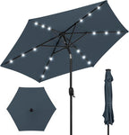 Best Choice Products 7.5ft Outdoor Solar Market Table Patio Umbrella for Deck, Pool w/Tilt, Crank, LED Lights - Slate Blue