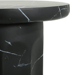 Christopher Knight Home Mervynt Outdoor Side Table, Lightweight Concrete Patio End Table Garden Stool with Round Top, Decorative Accent Table for Patio Balcony Beach Pool Side, Black Marble Finish