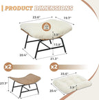 NICESOUL Indoor Outdoor Ottoman Set of 2, Large Wide Double Patio Footstool, PE Rattan Thicken Cushioned Footrest, All-Weather Wicker Furniture for Balcony, Porch, Living Room, Egg Chair, Beige