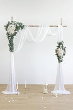 Artificial Flowers Wedding Arch Kit, White and Ivory, 26 Ft Drape