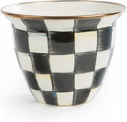 MACKENZIE-CHILDS Flowerpot, Decorative Garden Pot for Growing Plants, Black-and-White Courtly Check